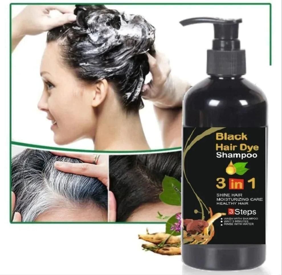 Instant Black Herbal Hair Dye Shampoo 3 in 1 – Grey Hair Coverage (Pack of 2)