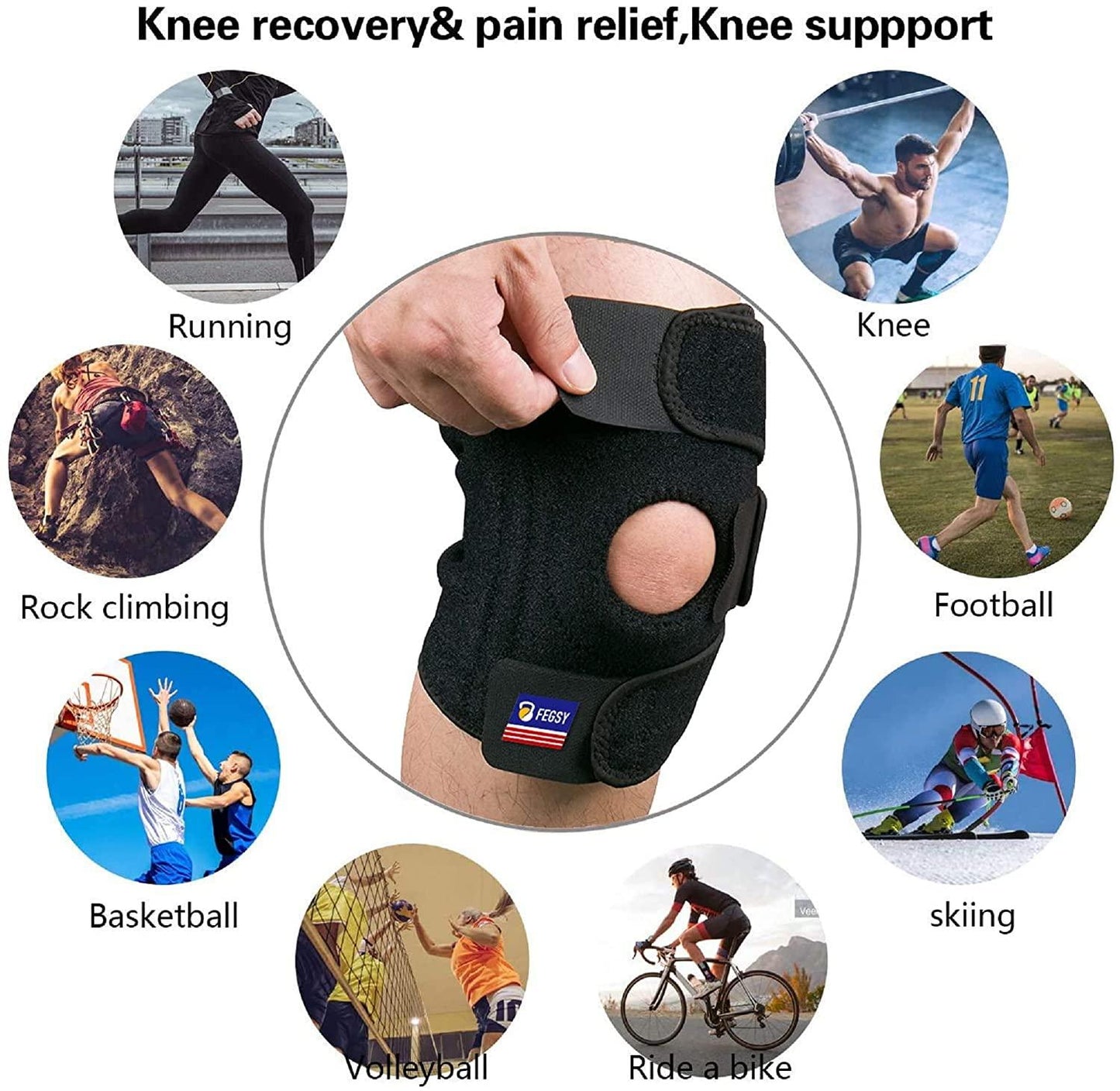 Adjustable Knee Cap Support Brace for Pain Relief & Joint Support