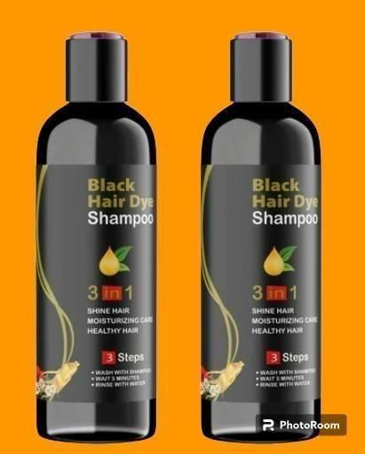 Instant Black Herbal Hair Dye Shampoo 3 in 1 – Grey Hair Coverage (Pack of 2)